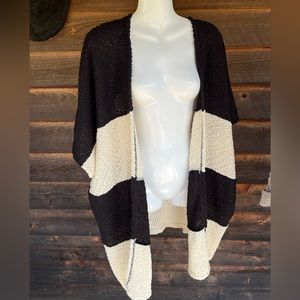 Maurices XL Knitted  Cardigan Black And White Chunky Stripe 80s Style